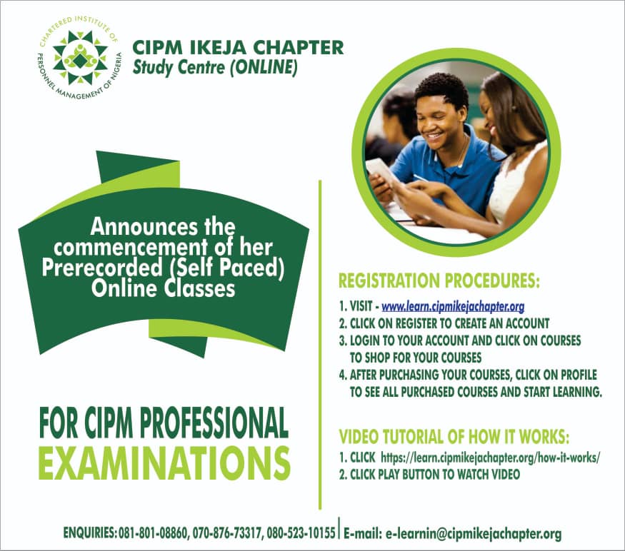 CIPM Ikeja Chapter LMS Platform | CIPM IKEJA CHAPTER, Lagos Branch